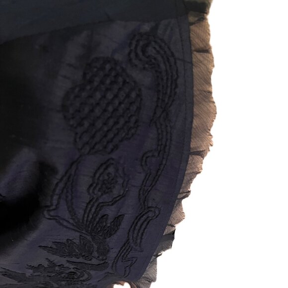 Chico's Women's Silk Open Front Blazer Jacket Size 2 12/14 Navy Embroidered - Picture 7 of 8